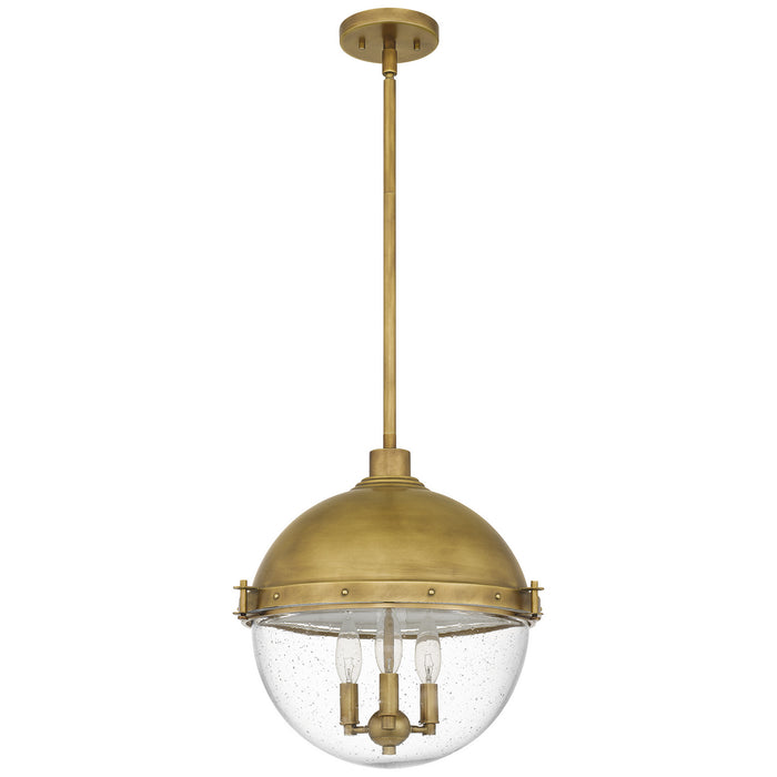 Three Light Pendant from the Perrine collection in Weathered Brass finish