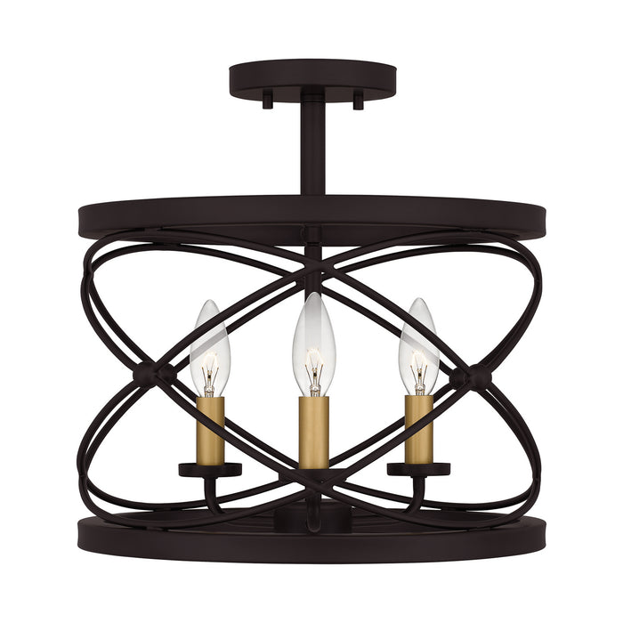 Three Light Semi Flush Mount from the Potts collection in Palladian Bronze finish