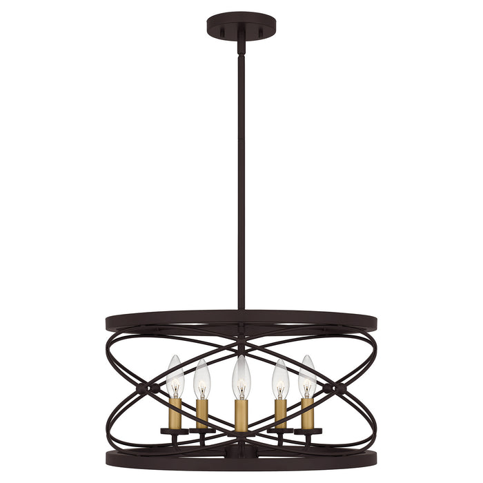 Five Light Pendant from the Potts collection in Palladian Bronze finish
