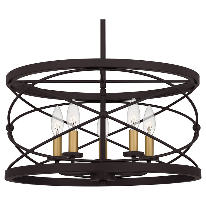 Five Light Pendant from the Potts collection in Palladian Bronze finish