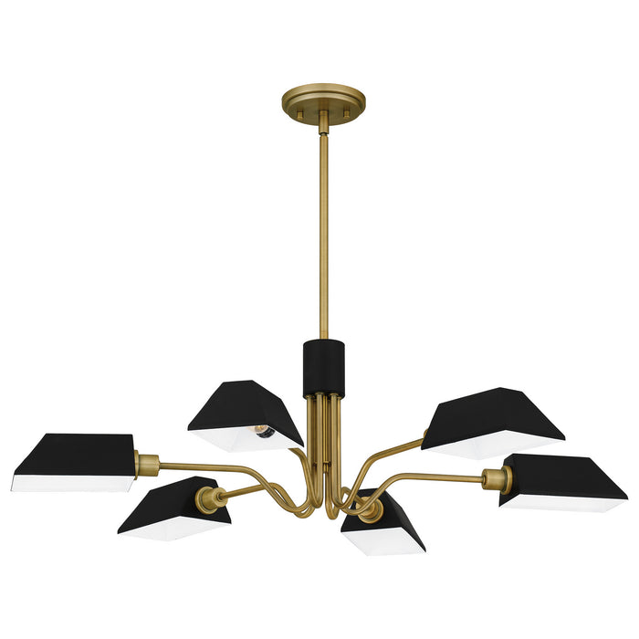 Six Light Chandelier from the Sienna collection in Aged Brass finish
