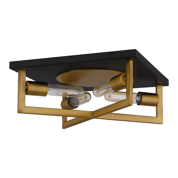 Four Light Flush Mount from the Brunson collection in Aged Brass finish