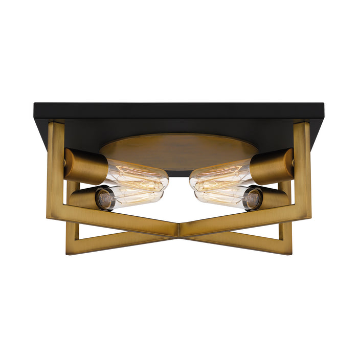 Four Light Flush Mount from the Brunson collection in Aged Brass finish