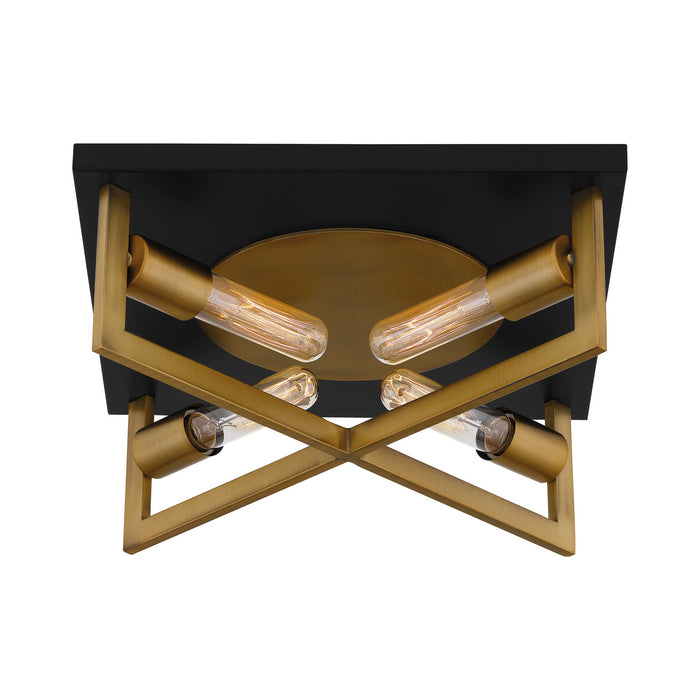 Four Light Flush Mount from the Brunson collection in Aged Brass finish