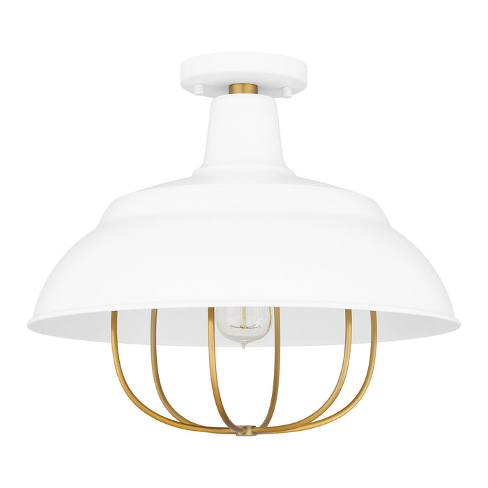 One Light Semi Flush Mount from the Darmody collection in White Lustre finish