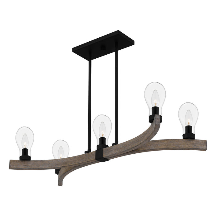 Five Light Linear Chandelier from the Ojai collection in Matte Black finish