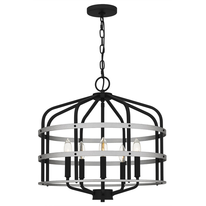 Five Light Pendant from the Avignon collection in Matte Black finish