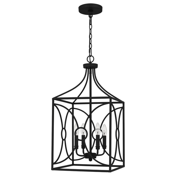 Four Light Pendant from the Grenelle collection in Matte Black finish