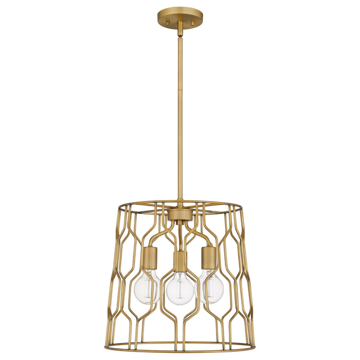 Three Light Pendant from the Rellie collection in Aged Brass finish