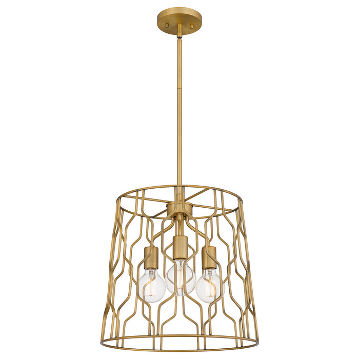 Three Light Pendant from the Rellie collection in Aged Brass finish