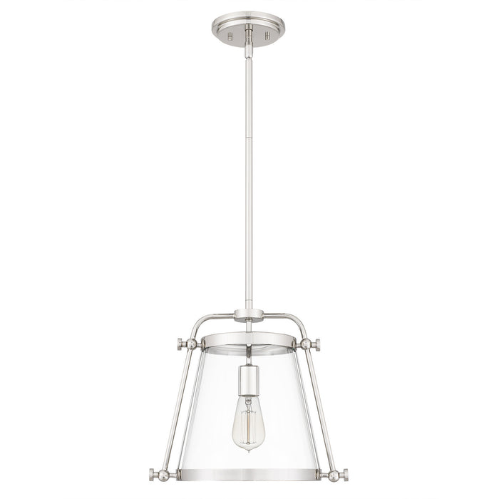One Light Mini Pendant from the Cardiff collection in Polished Nickel finish
