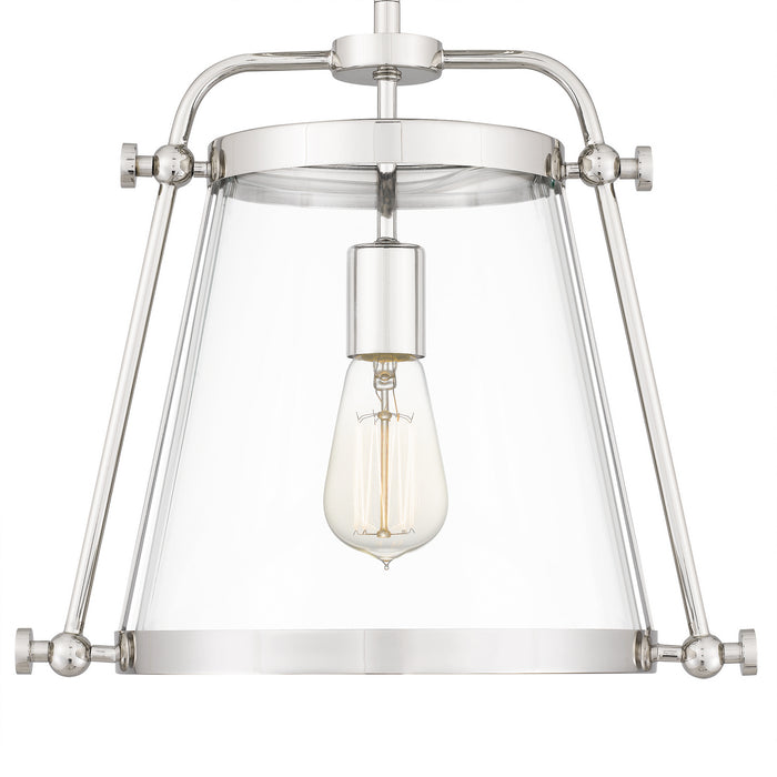 One Light Mini Pendant from the Cardiff collection in Polished Nickel finish