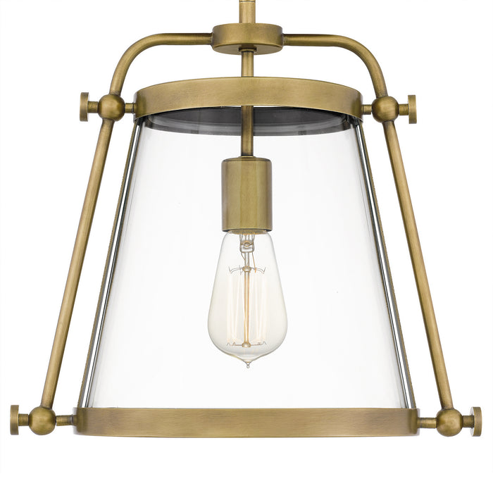 One Light Mini Pendant from the Cardiff collection in Weathered Brass finish