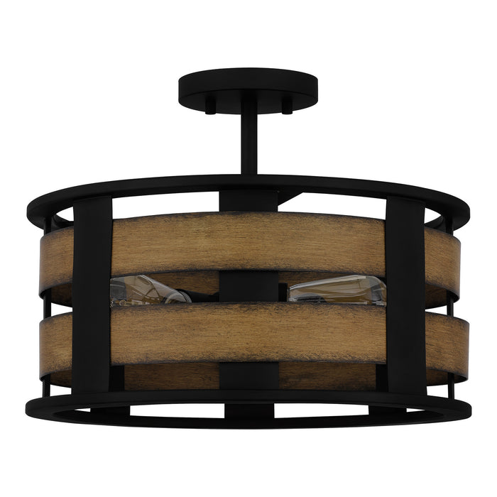 Three Light Semi Flush Mount from the Milton collection in Matte Black finish