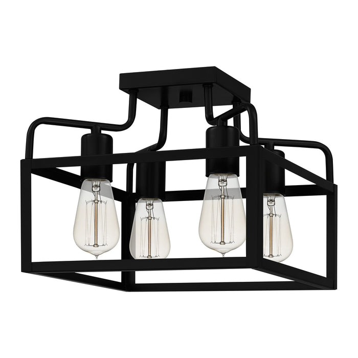 Four Light Semi-Flush Mount from the Paulsen collection in Matte Black finish