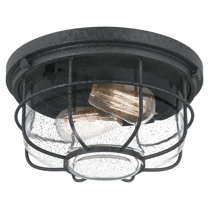 Two Light Flush Mount from the Saluda collection in Distressed Iron finish