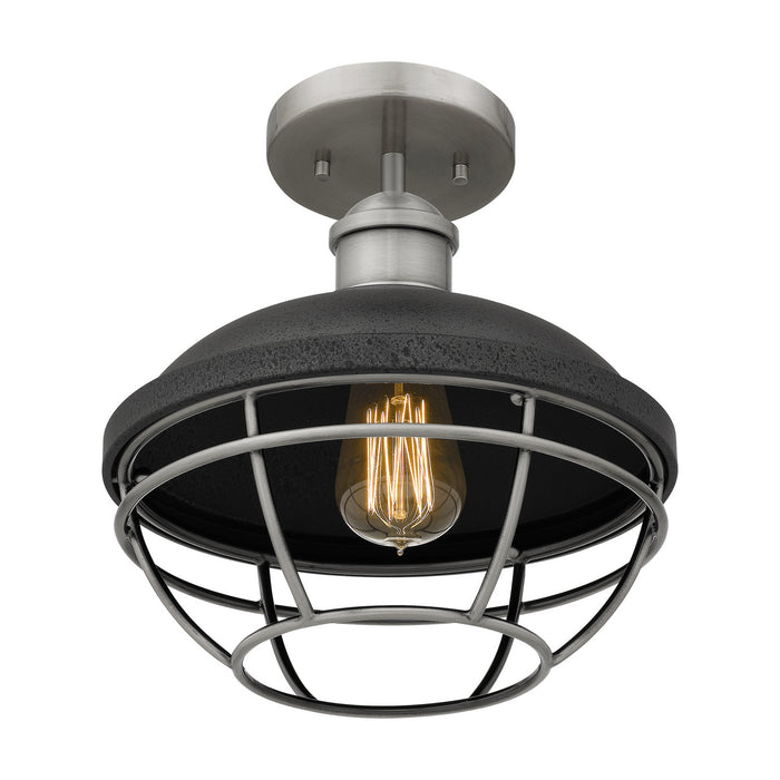 One Light Semi Flush Mount from the Sandpiper collection in Antique Polished Nickel finish