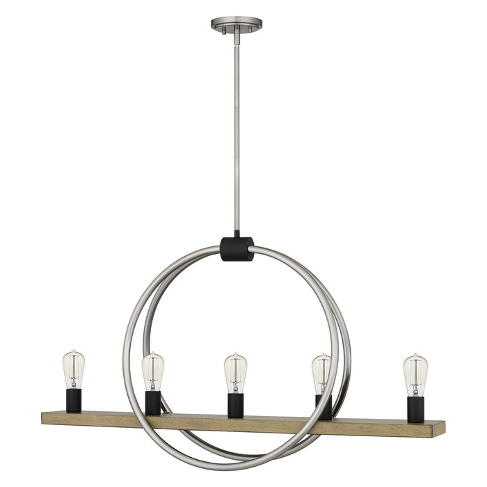 Five Light Linear Chandelier from the Sterling collection in Brushed Nickel finish