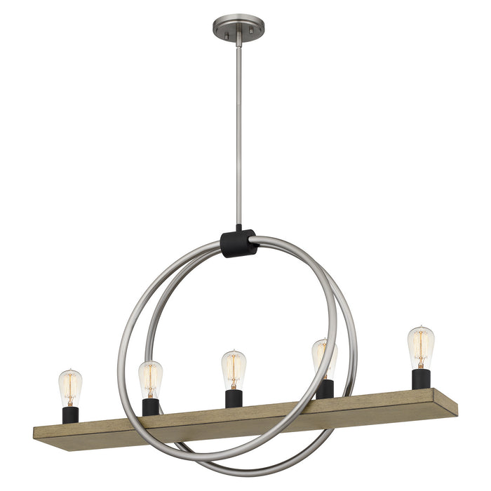 Five Light Linear Chandelier from the Sterling collection in Brushed Nickel finish