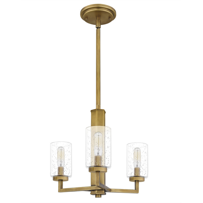 Three Light Pendant from the Sunburst collection in Weathered Brass finish