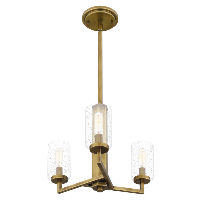 Three Light Pendant from the Sunburst collection in Weathered Brass finish