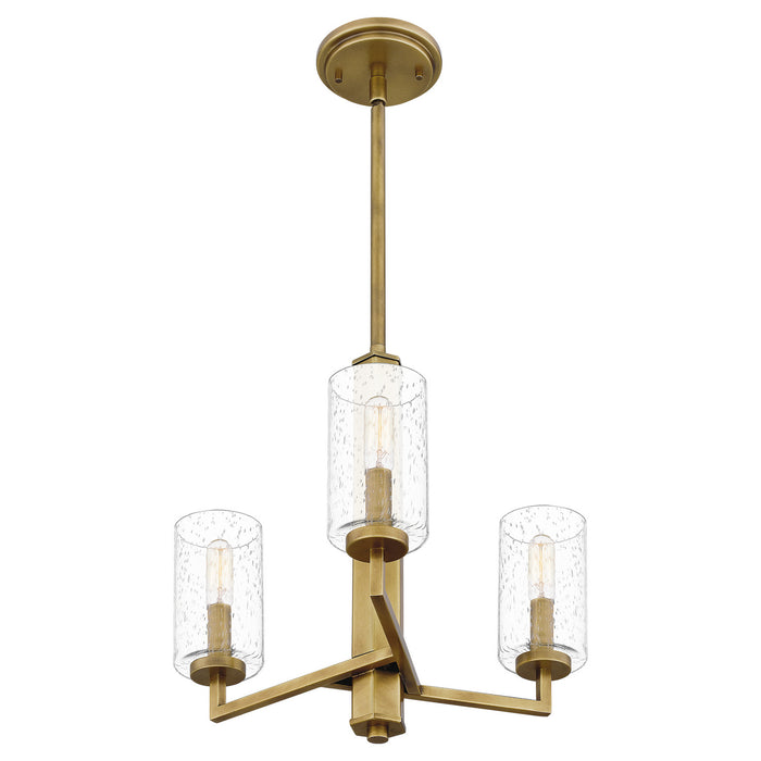 Three Light Chandelier from the Sunburst collection in Weathered Brass finish