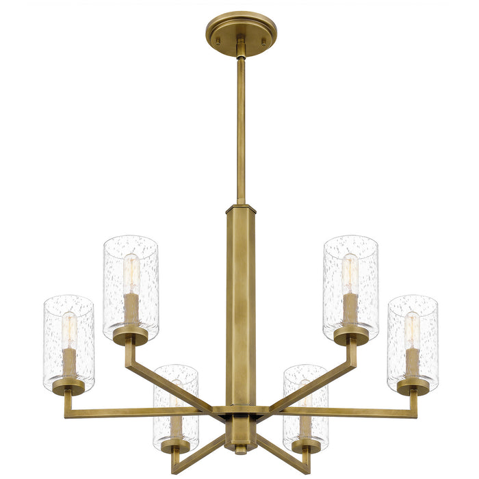 Six Light Chandelier from the Sunburst collection in Weathered Brass finish