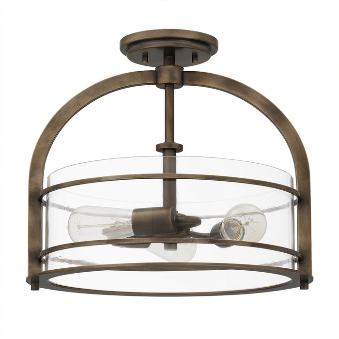 Three Light Semi Flush Mount from the Toscana collection in Statuary Bronze finish