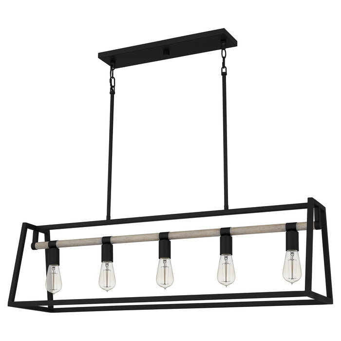 Five Light Linear Chandelier from the Tippet collection in Matte Black finish