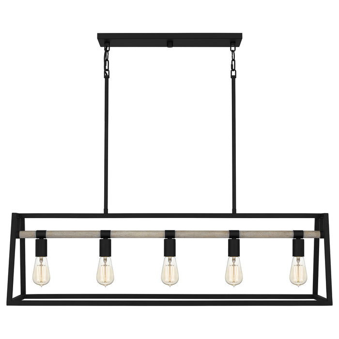 Five Light Linear Chandelier from the Tippet collection in Matte Black finish