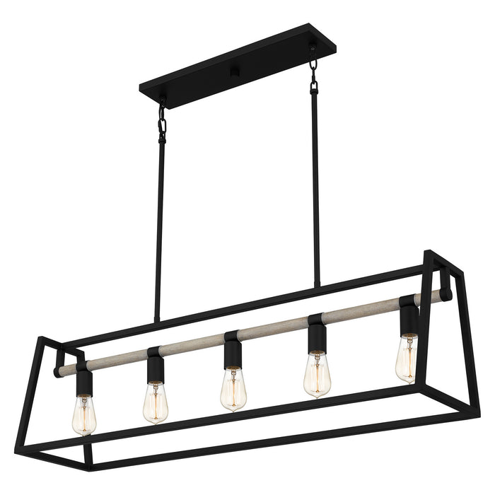 Five Light Linear Chandelier from the Tippet collection in Matte Black finish