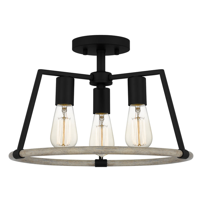 Three Light Semi Flush Mount from the Tippet collection in Matte Black finish