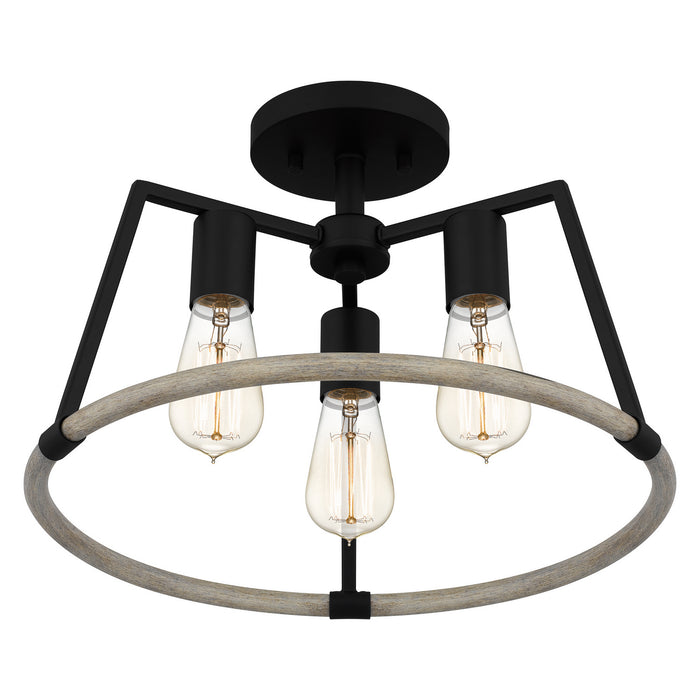 Three Light Semi Flush Mount from the Tippet collection in Matte Black finish