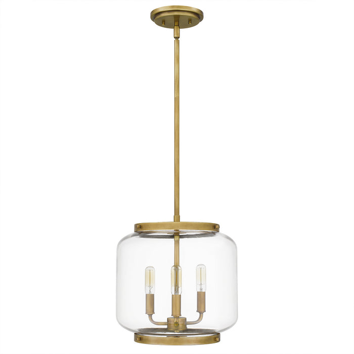 Three Light Pendant from the Tapley collection in Weathered Brass finish