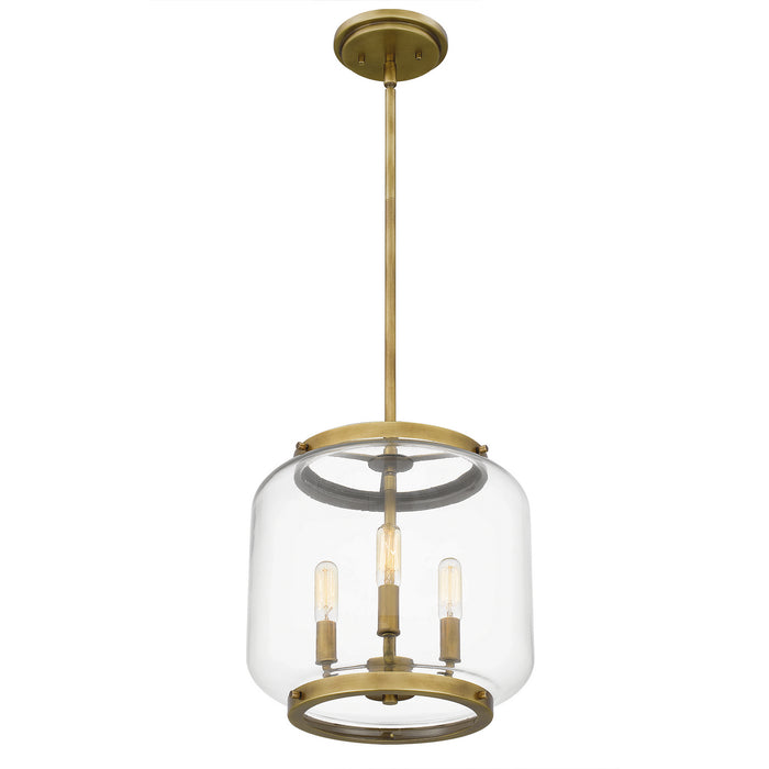Three Light Pendant from the Tapley collection in Weathered Brass finish