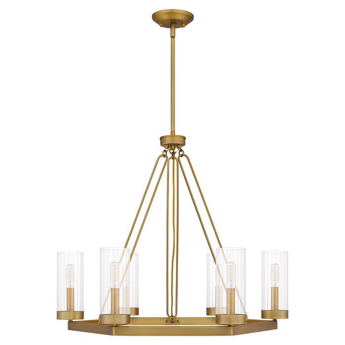 Six Light Chandelier from the Valens collection in Aged Brass finish