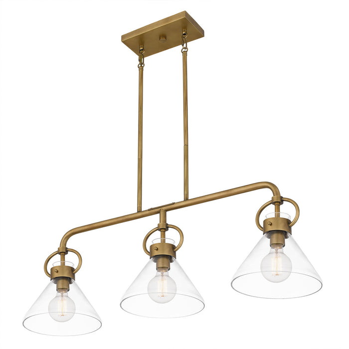 Three Light Linear Chandelier from the Webster collection in Weathered Brass finish
