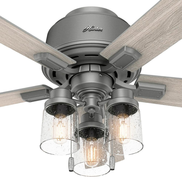 Hunter 44" Hartland Hugger Ceiling Fan with LED Light Kit and Pull Chains