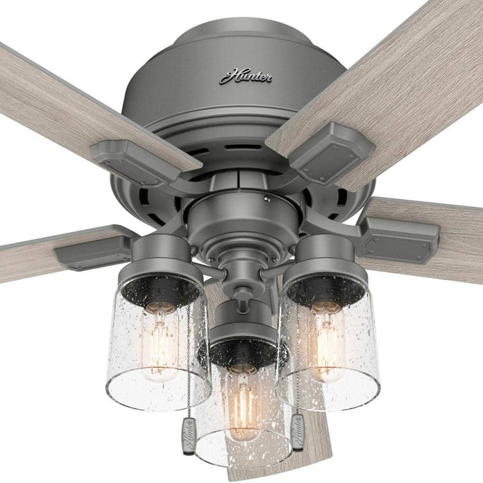 Hunter 52" Hartland Hugger Ceiling Fan with LED Light Kit and Pull Chains