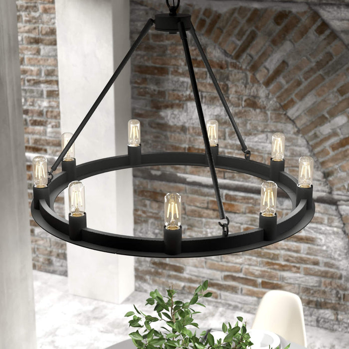 Nine Light Chandelier from the Saddlewood collection in Natural Iron finish