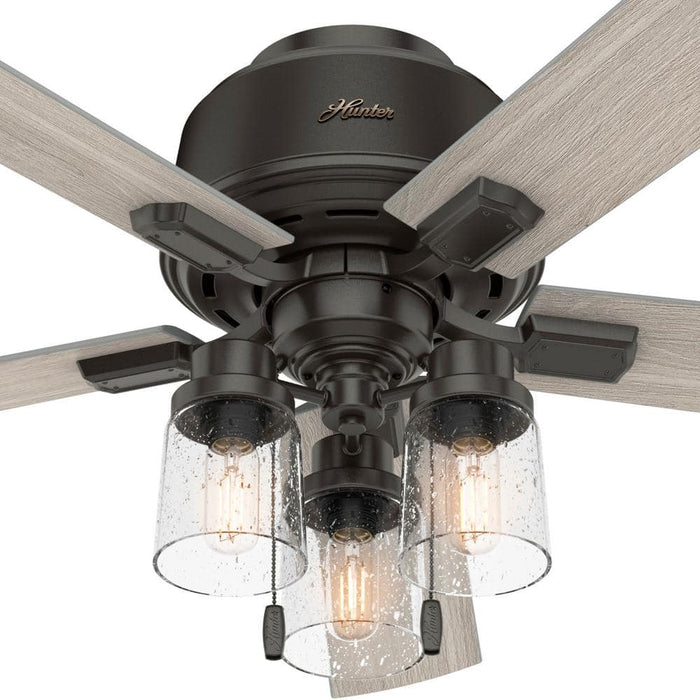 Hunter 52" Hartland Hugger Ceiling Fan with LED Light Kit and Pull Chains