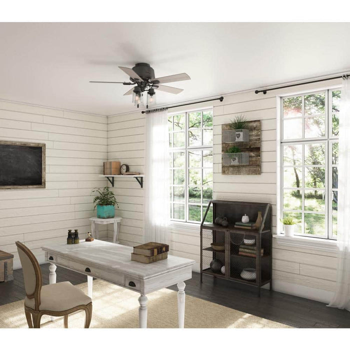 Hunter 44" Hartland Hugger Ceiling Fan with LED Light Kit and Pull Chains