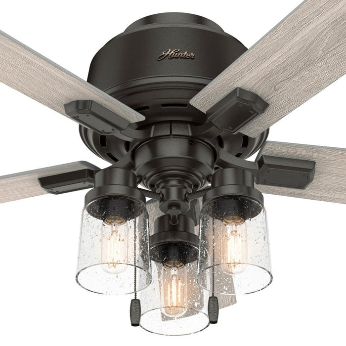 Hunter 44" Hartland Hugger Ceiling Fan with LED Light Kit and Pull Chains